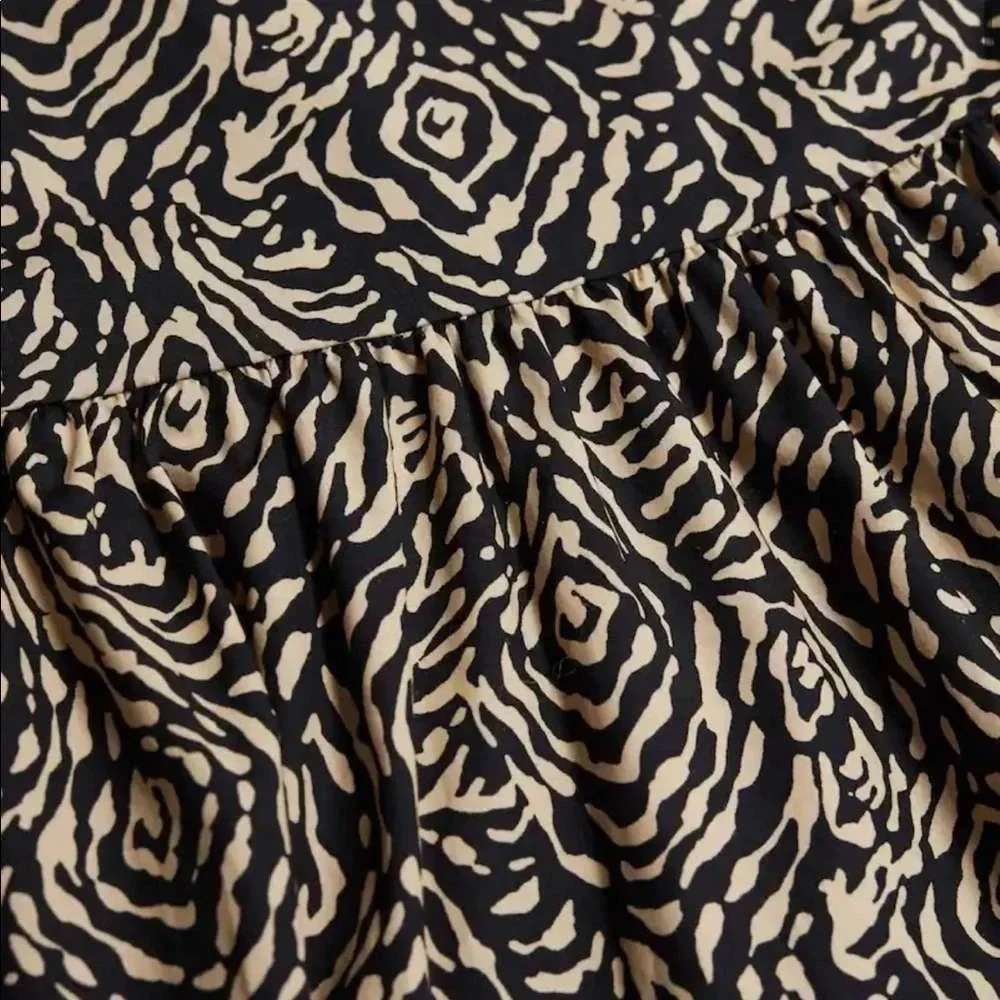 Mango MNG Abstract Animal Print Midi Dress Modern Safari Square Neck Size S/4 - Picture 2 of 12